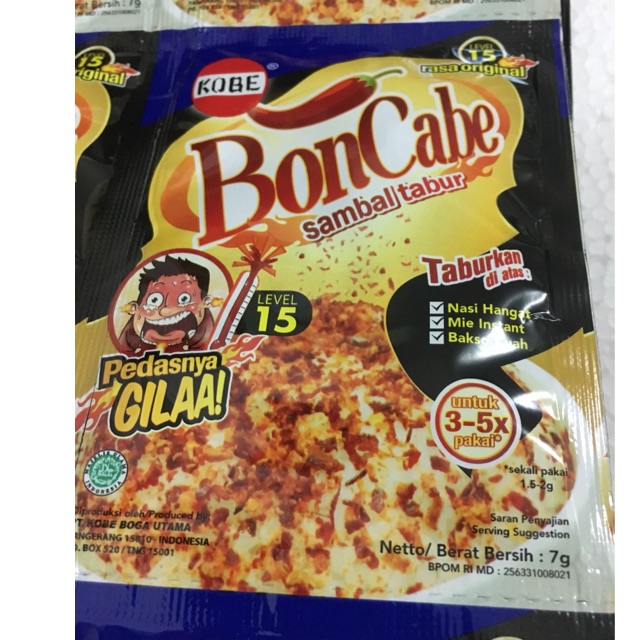 

Kobe Bon Cabe Level 15 SACHET 7 Gram Sambal Tabur Pedasnya Gilaa