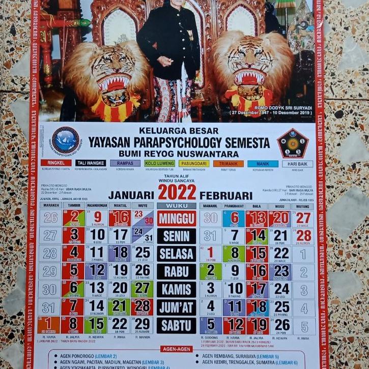 る Kalender Jawa 2022 YPS Yayasan Parapsychology semesta Kalender kejawen Tanggalan ,.,