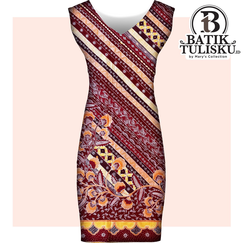 Kain Batik Full Tulis Merah Maroon Wanita Bahan Katun Primissima 100