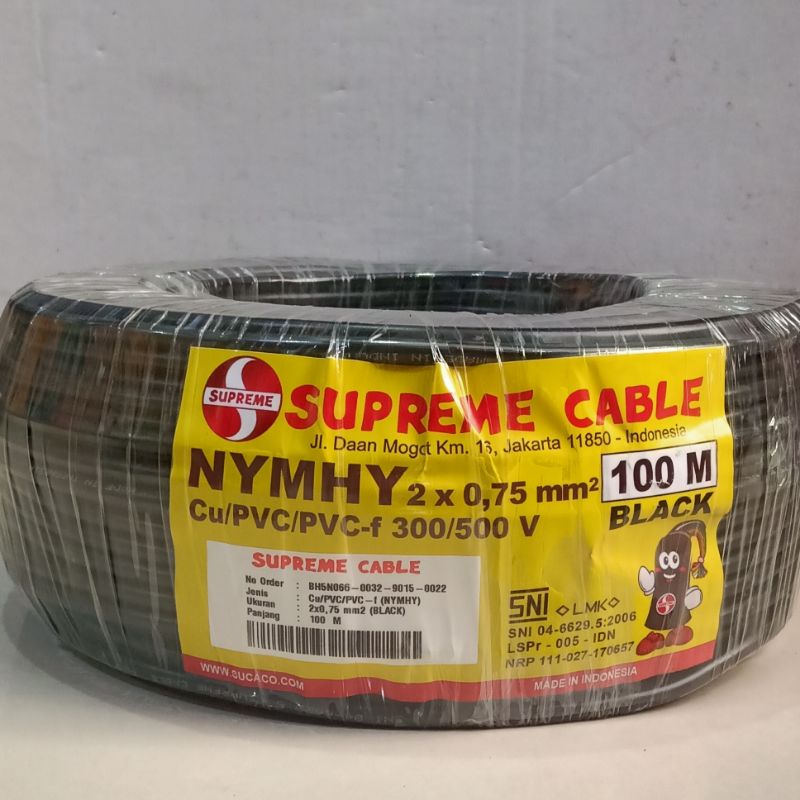 Kabel Listrik NYMHY serabut 2 x 0,75mm² Supreme Per Meter