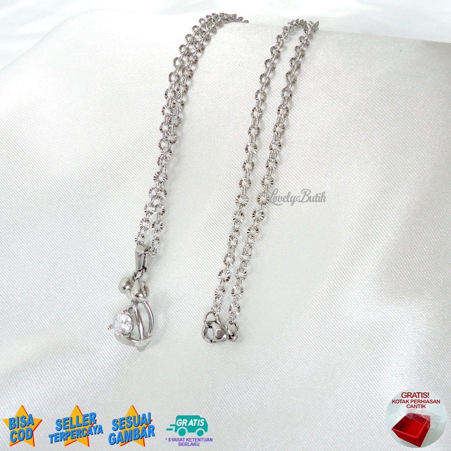 Lovelybutik - Kalung Titanium Wanita Asli Anti Karat 4rabelle Kalung Anti Luntur Korea Model Terbaru Bonus Kotak Perhiasan