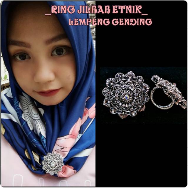 ISI 6PCS RING JILBAB ETNIK PERAK BAKAR