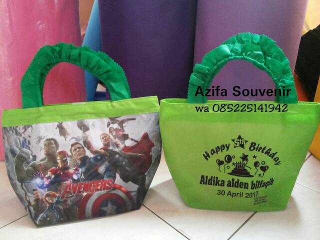 Tas Ultah / Goodie Bag Tas Souvenir Ulang Tahun  Anak murah KARTUN TENTENG RENDA-3