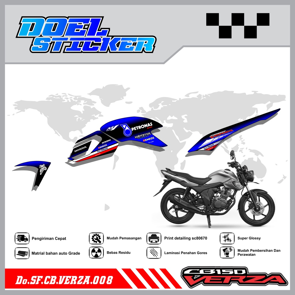 STICKER STRIPING CB VERZA 150 - STICKER STRIPING LIST VARIASI HOLOGRAM , CROME CB VERZA 150 DOEL 008