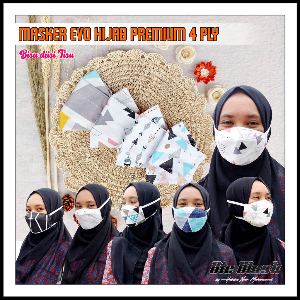 MASKER HIJAB 4 PLY EVO KOREAN STYLE / BISA DIISI TISU