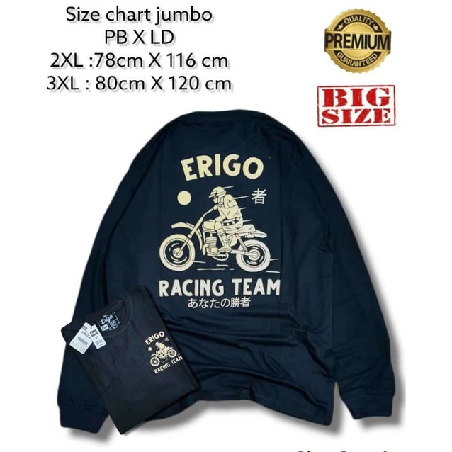 kaos erigo big size ukuran jumbo pria/ wanita xl/xxl/xxxl