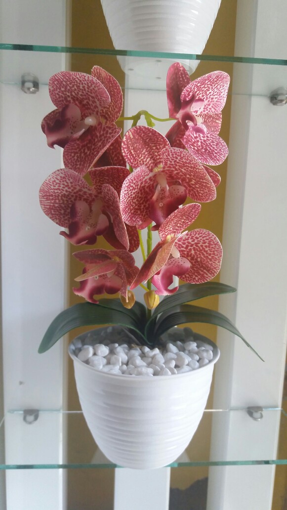 Anggrek Latex Bunga + Pot / Bunga Hias Meja / Bunga Artificial / Home Decor / Bunga Plastik / Shabby