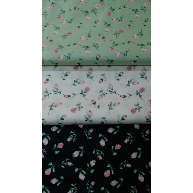 bahan kain katun jepang catoon japan desain motif bunga mawar cantik