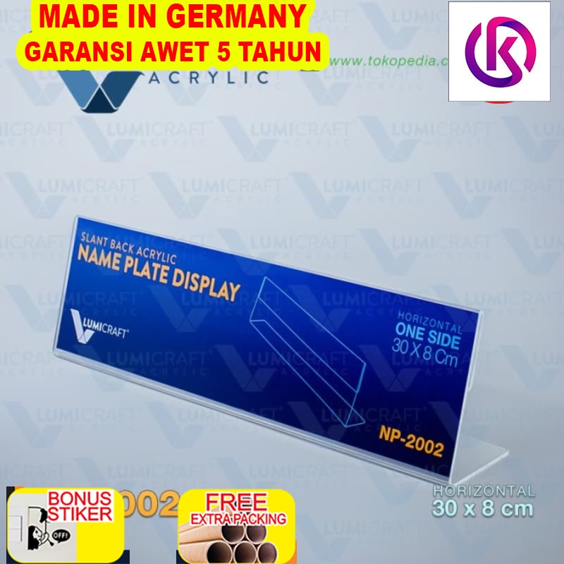 

Terlaris Label/Name Plate Display/Stand Acrylic/Akrilik Model L - 30 x 8 cm