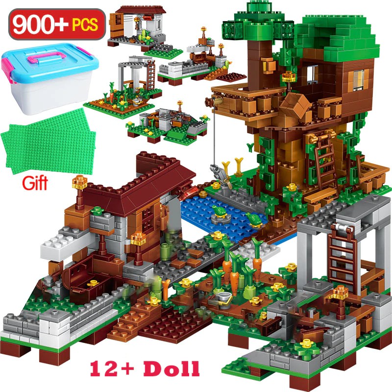 Mainan Lego 900PCS My World Building Blocks Legoingly Minecrafted Village Blocks The Tree House