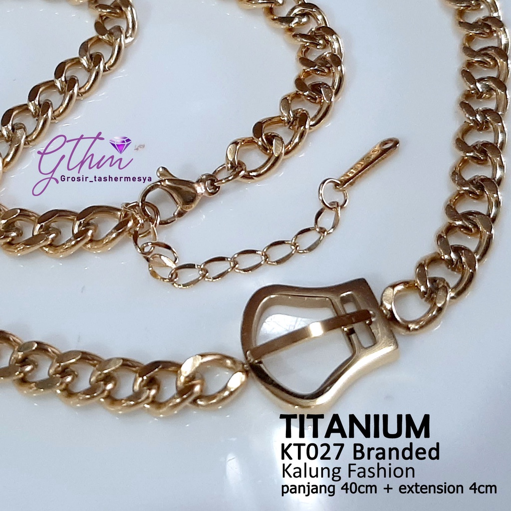 kalung titanium wanita SF kt027 gesper Kelly branded style perhiasan imitasi pengganti emas asli keren banget