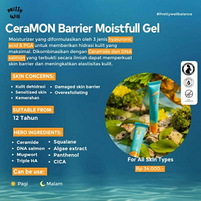 CERAMON BARRIER MOISTURIZER GEL BY PRETTYWELL / CERAMON MOISTURIZER PELEMBAB