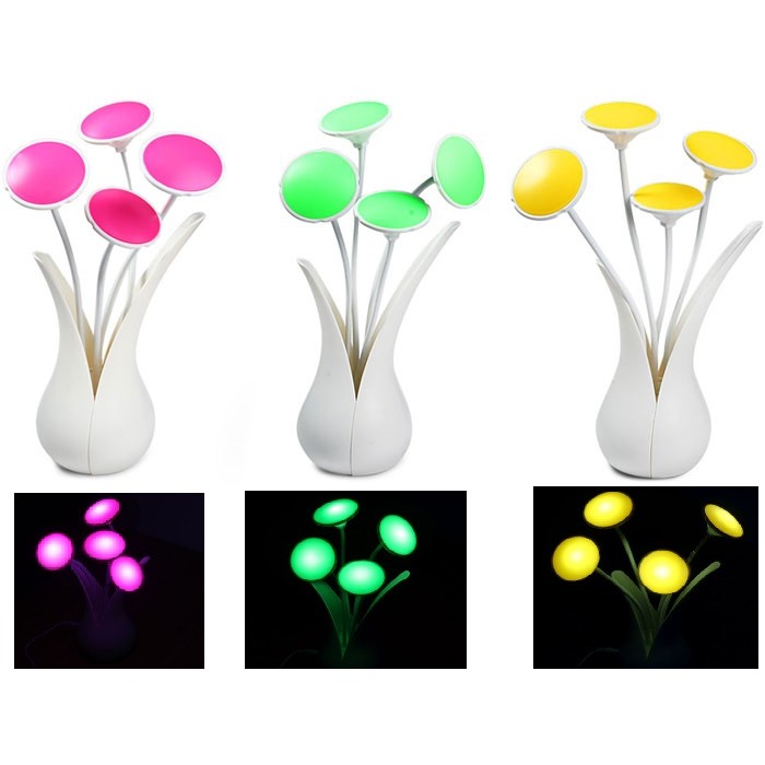 Smart Light Powered Flower LED Table Light Bedroom Lamp / Lampu Tidur