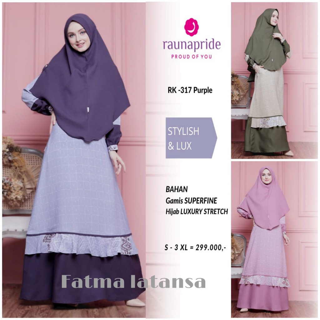 gamis syari rauna rk 316 / 317 / 318 / busui / gamis wanita / dress muslim / gamis plus jilbab