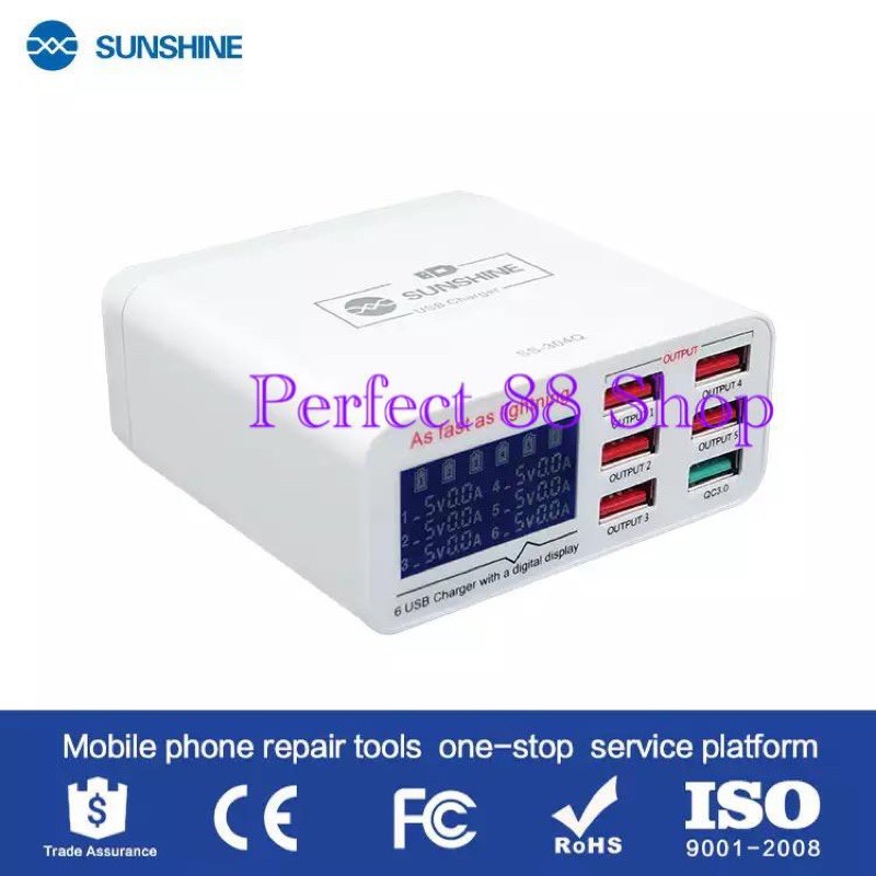 CHARGER USB ADAPTOR SUNSHINE SS-304Q 6PORT USB QC3.0 FAST CHARGING