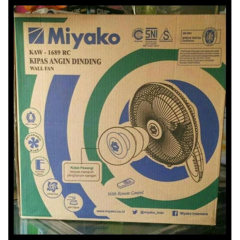 Wall Fan Miyako KAW- 1689 RC 16 inch Remote  / Kipas Angin Dinding Miyako KAW 1689 RC 16 inch Remot Control