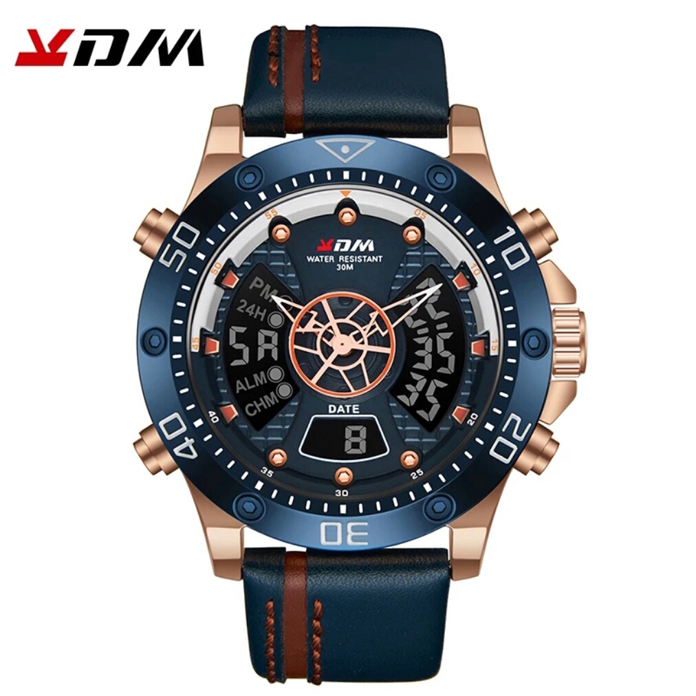 JAM TANGAN COWOK TALI KULIT KADEMAN K9048G /JAM TANGAN KADEMAN ORIGINAL/DUAL TIME KADEMAN K9048G