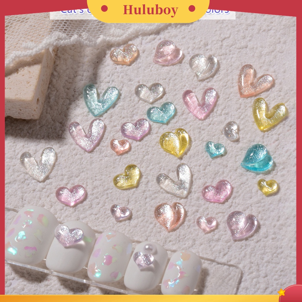 Huluboy Huluboy♡ 30 Pcs / Set Ornamen Kuku Berlian Imitasi Model Mata Kucing