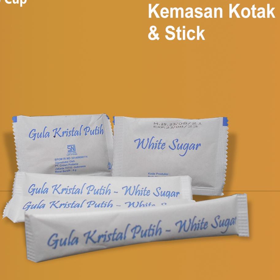 

Model baru - White Sugar Stick & Sachet / Gula Pasir/ Gula Putih Kemasan Kotak dan Stik, berat +- 6gr Harga per 100pcs