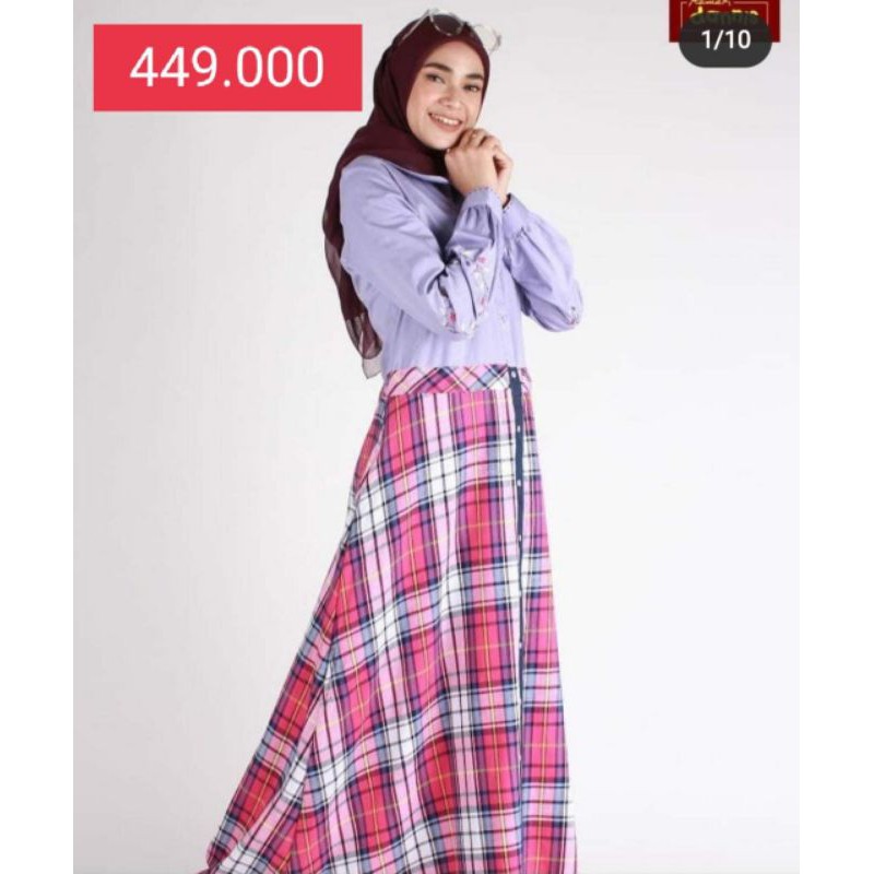 Abaya /Gamis Dannis Dewasa motif Kotak Kombinasi