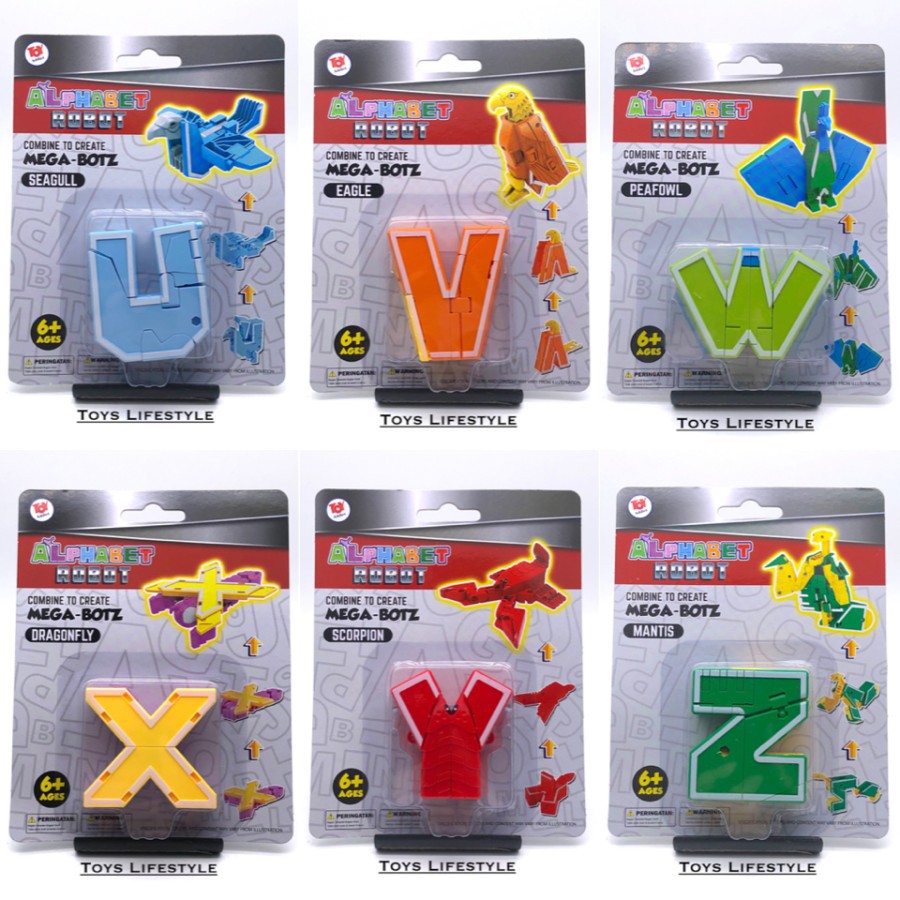 Mainan Edukasi Toy Addict Alphabet Huruf Robot Mega Botz (U-Z)