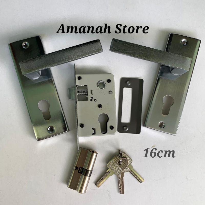 Handle pintu 1 SET KUNCI Gembok pintu rumah / Gagang pintu rumah stainless 16cm