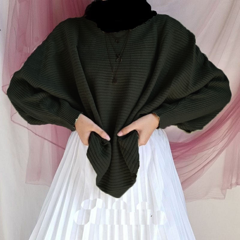 Blus Rajut Batwing- Oversized Atasan Wanita Model Kelelawar