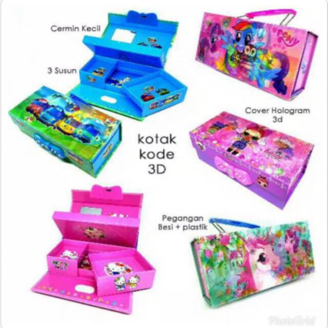 Tempat Pensil / Kotak Pensil Susun Anak KODE PIN HOLOGRAM 3D CERMIN &amp; LED