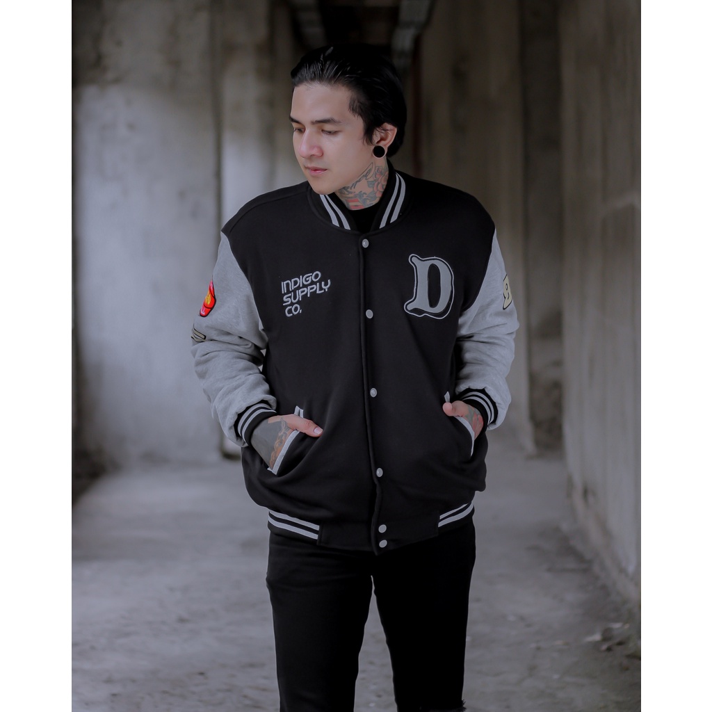 JAKET PRIA - JAKET BASEBALL VARSITY - VARSITY JACKET - JAKET VARSITY INDIGO 87/99 - JAKET BOMBER BASEBALL SUKAJAN VARSITY