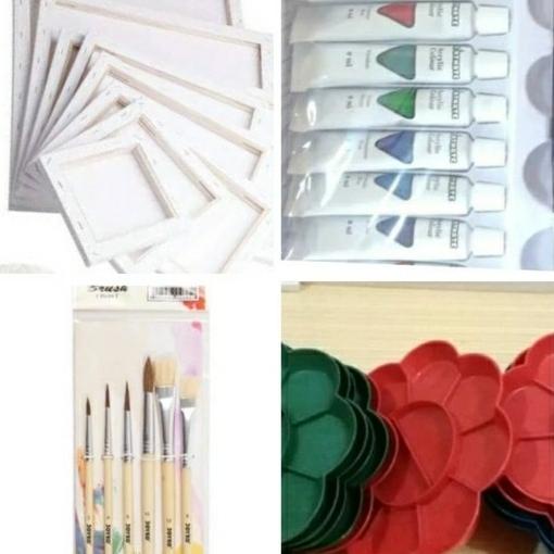 

paket lukis(kanvas 20x20+kuas+palet+cat akrilic)