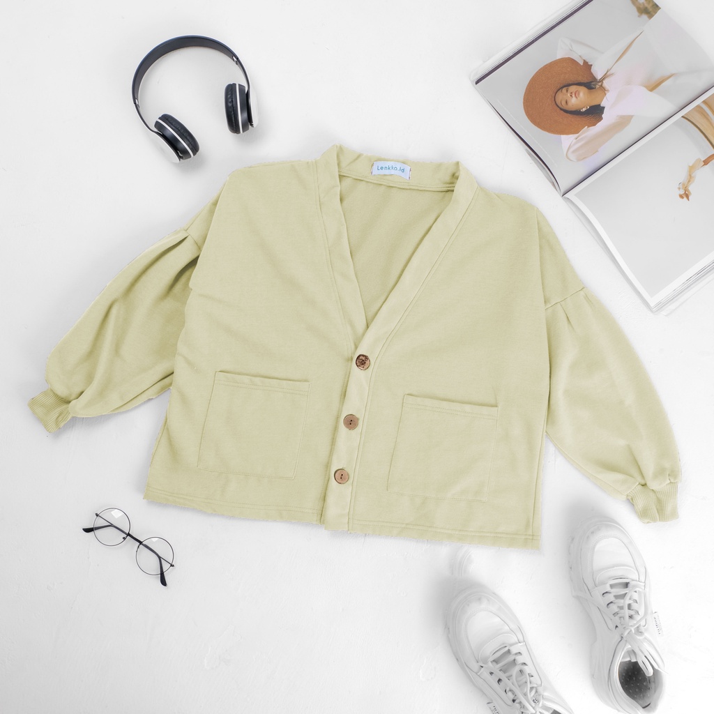 Jaket Sweater Hoodie Women Pakaian wanita Sweater Oversize Outer musim Semi-CARDIGAN IVORY