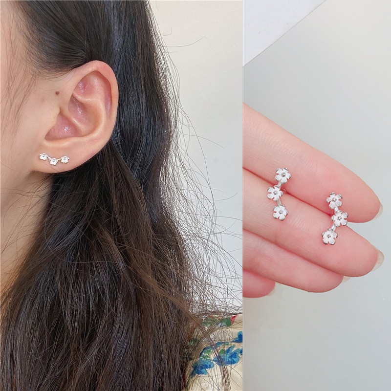 Magic789 Anting Tusuk Sterling Silver 925 Model Bunga Sakura Gaya Korea Untuk Wanita