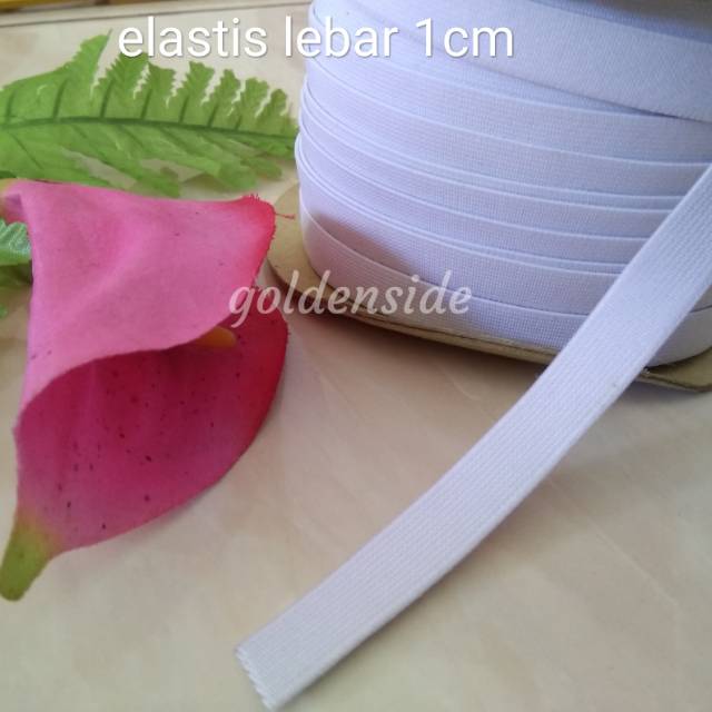 Karet Elastis 3/8&quot; Karet Elastis 1cm putih merek 3M per meter