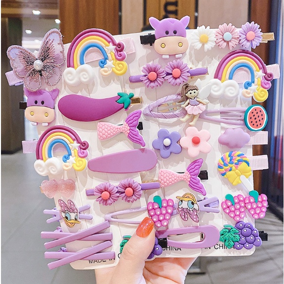 JEPIT RAMBUT ANAK PEREMPUAN KOREA FASHION LUCU / JEPITAN RAMBUT ANAK BALITA 14PCS 1SET IMPORT - AK21