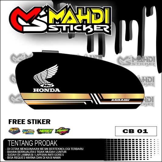 striping tangki cb murah stiker cb hologram glatik striping cb 100 + free sticker herex