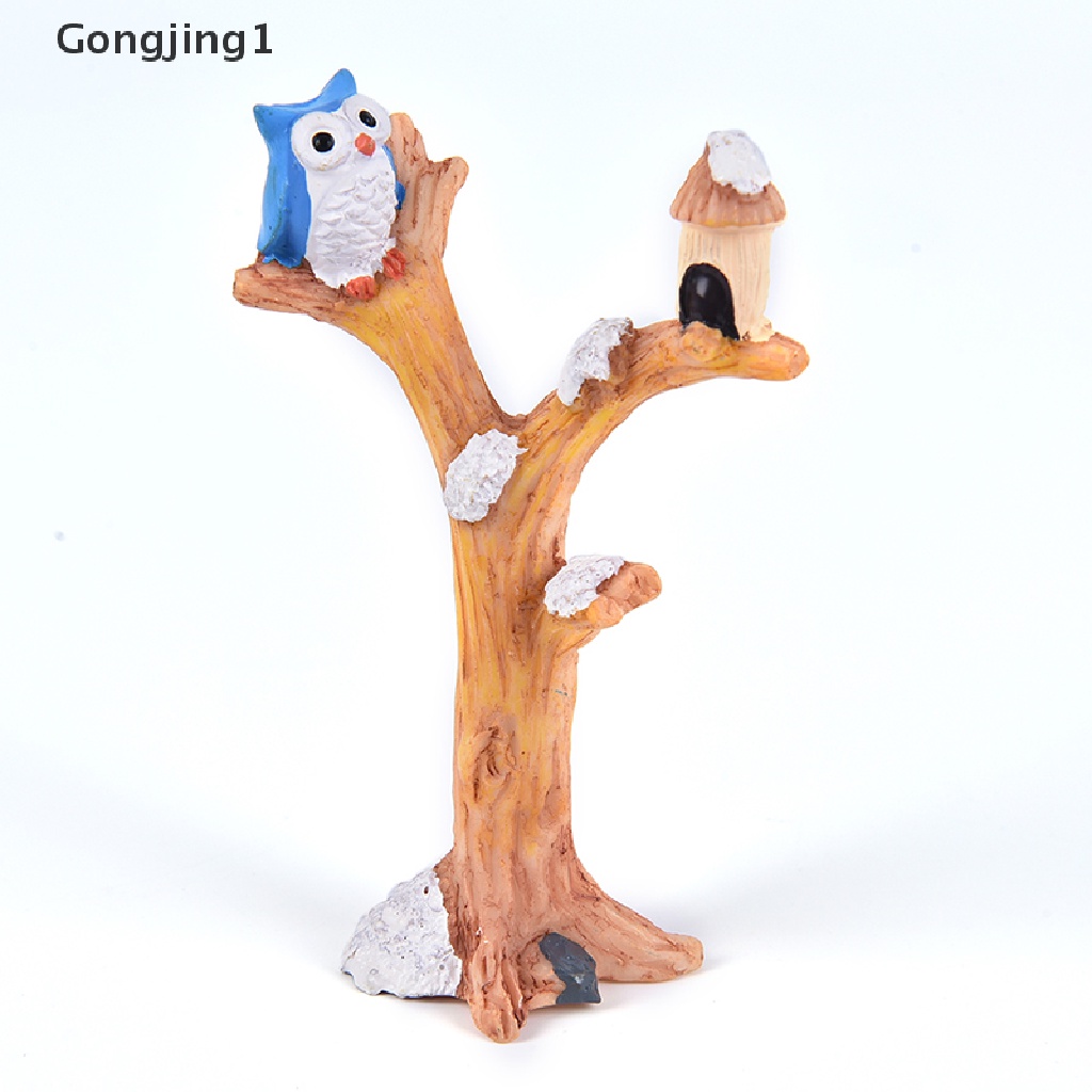 Gongjing1 Miniatur Burung Hantu Bahan Resin Untuk Dekorasi Taman Minifairy Gardenrumah DIY