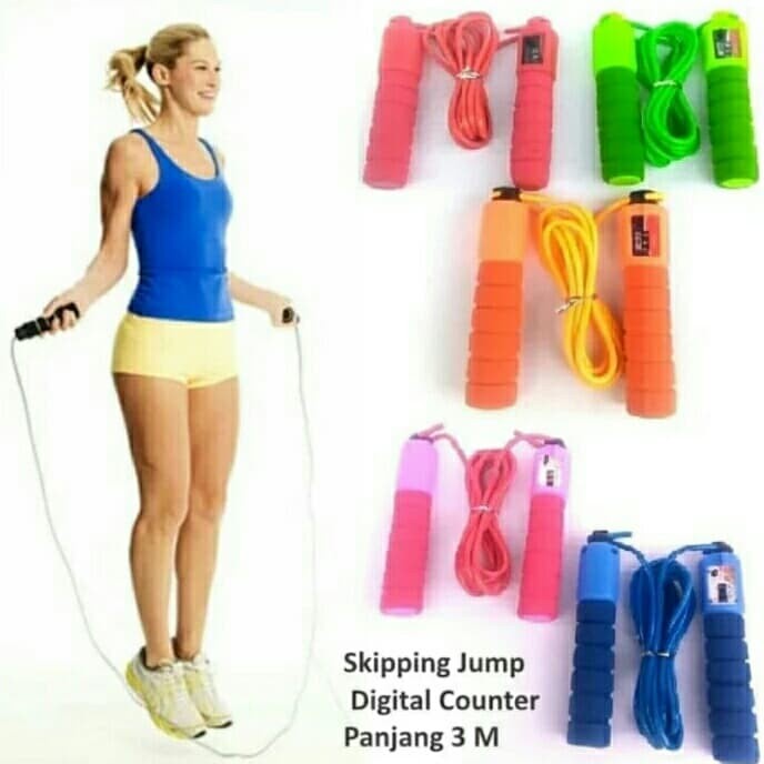 lompat tali skipping jumping rope counter alat olahraga gym fitness ok - PINK