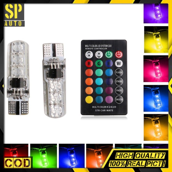 2 Pcs Lampu Senja LED RGB Mobil 16 Warna Lampu Kota Motor + Remote Sh126