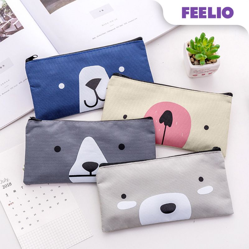 

Kotak Pensil bahan kain oxford / Pensil Case Expresi Beruang AT2