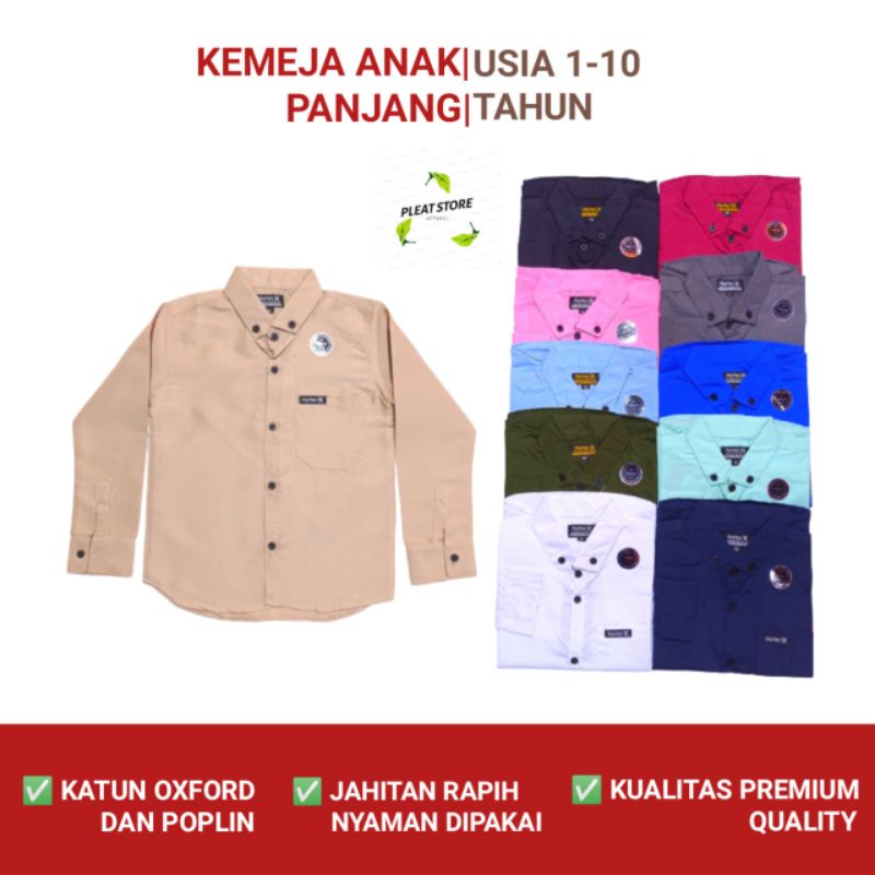 Kemeja Anak Laki Laki Lengan Panjang Terbaru Usia 1-10 Tahun
