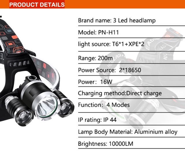 SENTER &amp; Lampu Kepala Cahaya Kuning +ZOOM PAKET Headlamp Cree XML- T6 5000 Lumens Baterai + Charger