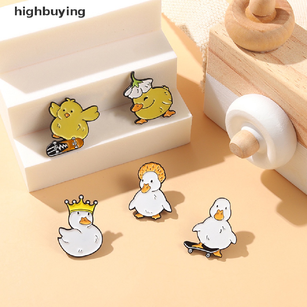 Hbid Bros Pin Enamel Desain Hewan Angsa / Bebek / Ayam / Sepatu Roda