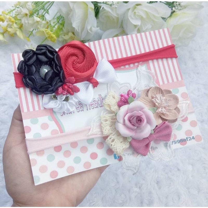 Bando Nylon Renda Bayi Headband bayi Bandana Bayi