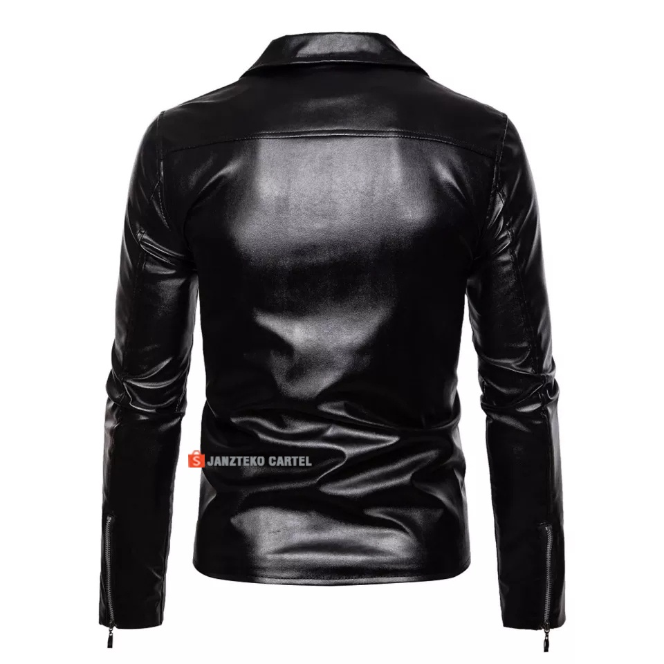 JNK x RACER - Jaket Kulit Sintetis Viena Pria Biker Motor Bahan Faux Synthetic Leather Premium Original Cowok Laki Laki Remaja Dewasa Anak Muda Kekinian Branded Elegan Mens Slim Fit Terbaru 2021 Touring Racing Riding Sunmori Acara Pesta Jalanan Nongkrong