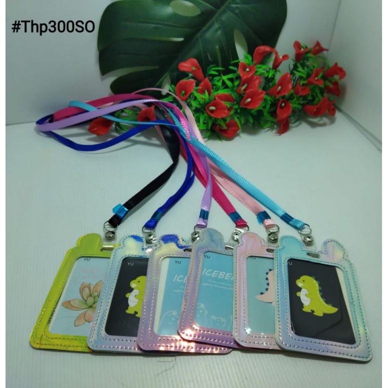 Tali ID Card Holder Gantungan Kalung name tag Lanyard Sintetis Mika Tebal