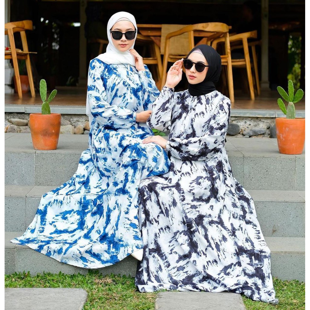 1KG MUAT 4PCS | AWAN TIE DYE MAXY DRESS FASHION HIJAB WANITA MUSLIMAH HITS SELEBGRAM