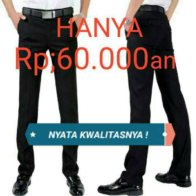 Celana Formal Panjang Pria Slimfit Bahan Kain Teflon Warna Hitam Adem Nyaman Size 27-38 Celana Murah