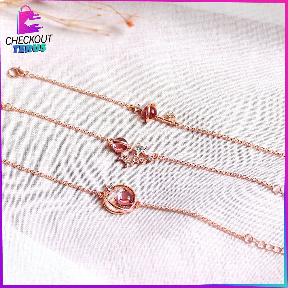 CT K84 Kalung Titanium Wanita Korean Style Motif Planet Dan Gelang Wanita Kalung Rantai Bintang Kunci Necklace Crystal