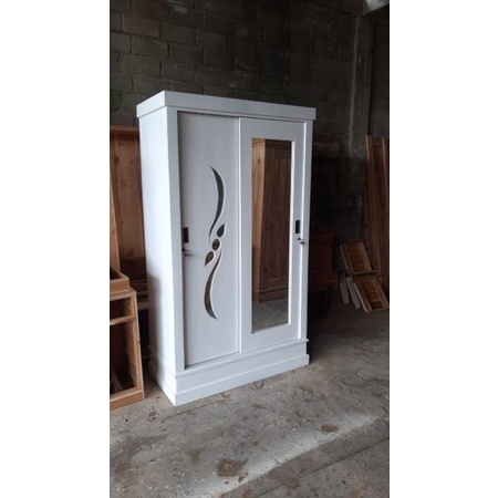 Lemari 2 pintu sleding kayu jati