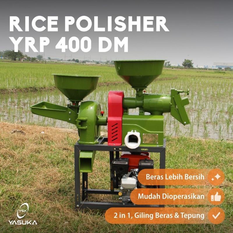 Mesin Giling Padi Beras Gabah Selep 2in1 YASUKA YRP400DM / Combine Rice Mill Polisher Poles YASUKA YRP 400 DM  YRP-400DM